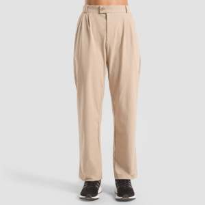 Pantalones Aristoflex - 100% Algodón, Tejido Twill Beige, Ligeros, Impermeables, Talla XL, Cintura Elástica, Decorados, Corte Recto, para Verano - Product Image 2