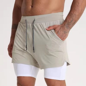 Custom <b>Label</b> 2 in 1 100% Cotton Eco-Friendly Breathable Quick Dry Gym and Workout Shorts for Men Wholesale - Product Image 6
