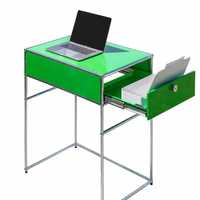 Bureau d'écriture en métal vert avec tiroir, table compacte pour ordinateur, pieds chromés, poste de travail, taille personnalisée, bureau à domicile