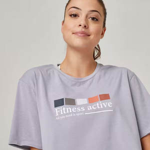 Camiseta corta de Fitness para mujer de alta calidad, camiseta de entrenamiento de gimnasio de tela elástica para ropa activa, Camiseta corta de Fitness para mujer a la moda - Product Image 4