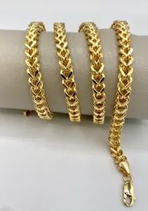 Collar de cadena Franco de oro sólido de 14 quilates para mujer, cadena de eslabones sin Diamante, accesorio de moda para ocasiones de regalo - Product Image 4