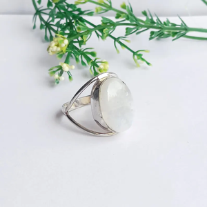 Venta caliente moderno cristiano Arco Iris Natural piedra lunar piedra natal ecológico plata esterlina anillo de piedras preciosas regalo joyería para - Product Image 2