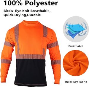 Camisetas de Alta Visibilidad Reflectantes de Seguridad de Primera Calidad, Camisetas de Manga Larga para Trabajo de Construcción para Hombre - Product Image 3