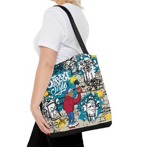 Borsa tote da strada per artisti graffiti, ricamo personalizzato, leggera, resistente, con cerniera, colore unico, riutilizzabile, in poliestere e cotone - Product Image 4