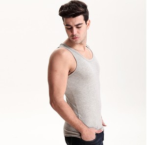 Alta calidad 95% algodón 5% Spandex elástico entrenamiento camiseta sin mangas Fitness entrenamiento camiseta culturismo sin mangas gimnasio camisa para hombres - Product Image 2