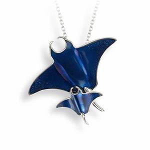 Charmes de requin en émail personnalisables Collier en émail en argent sterling 925 Pendentif en émail de requin bleu antique - Product Image 2