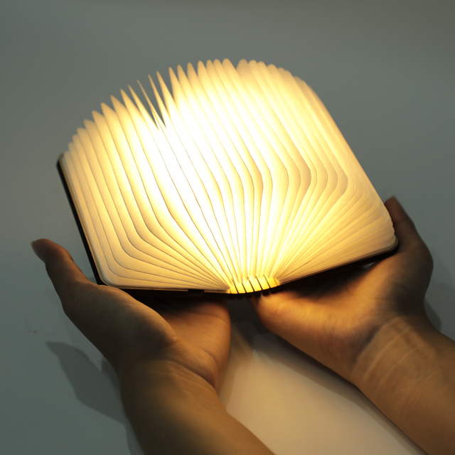 2025 Trending Mini Book Custom Logo Wooden Folding LED Reading Light Small Night Book Lights for Bedroom Hot Sale Promo Gift