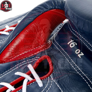 Gants de boxe en cuir de conception OEM à lacets, prix de gros, couleur rouge marine, amortissants, légers, durables, pour la lutte - Product Image 4