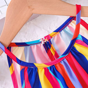 Vestido Casual de Verano para Niñas, Moderno, Liso, Estampado, Transpirable, de Satén/Seda, en Existencia de Fábrica - Product Image 3