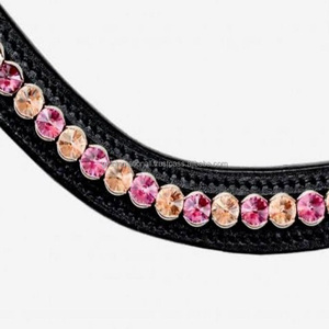 Elegante 1 Fila Cristales de vidrio Diamantes de imitación decorativos mega Bling incrustaciones canal vacío cuero ceja de caballo banda en tamaños de mazorca completos - Product Image 5