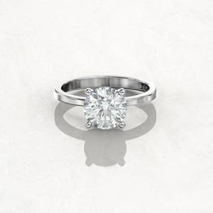 Anillo de compromiso exclusivo de oro de 14k con circonita cúbica de corte redondo de 1.50ct, engaste clásico de cuatro puntas, joyería de boda elegante, proveedor mayorista - Product Image 3