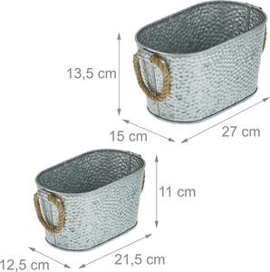 Jardinières à fleurs en métal galvanisé martelé à la main avec poignée en corde pour jardinières décoratives de sol de balcon de jardin à la maison - Product Image 4