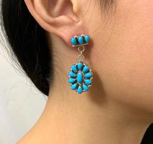 Boucles d'oreilles Southwest Post en argent sterling 925 avec turquoise de la Belle au bois dormant, faites à la main, bijoux bohèmes pour femmes. - Product Image 1