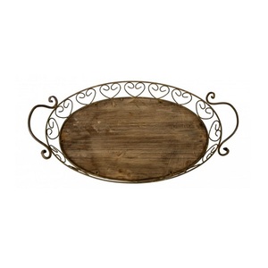 Round Wooden <b>Tray</b> With Handles Natural Wood Good Quality Food Serving Wood <b>Tray</b> Restaurant Home <b>Office</b> Bar Hotel Used <b>Tray</b> - Product Image 2
