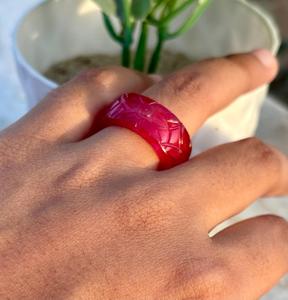 Rubis cristal pierre précieuse sculpté à la main bande Style élégant anneau rubis cristal bijoux déclaration anneau - Product Image 3