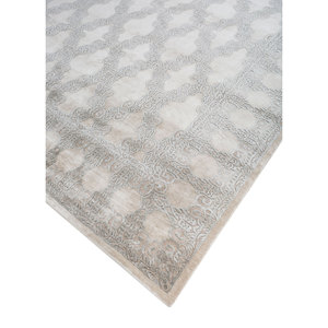 Alfombra de Seda Anudada a Mano AIPS-1005 con Diseño de Gemas Tejidas, Rectangular, Gris y Negro, Estilo Tabriz, para Sala de Estar y Dormitorio, Hecha de Viscosa - Product Image 2