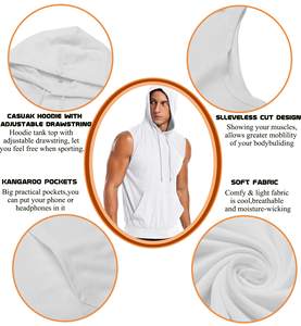 <b>Mens</b> gym <b>sleeveless</b> hoodie fitted fitness wear for workout training bodybuilding active performance - Product Image 5