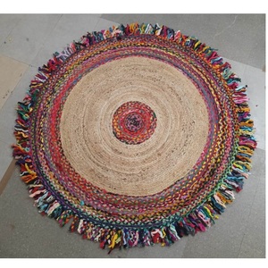 Alfombra trenzada rectangular de yute Natural al por mayor de la India, corredor Chindi multicolor para mesita de noche, sala de estar, alfombras y juegos hechos a mano - Product Image 1