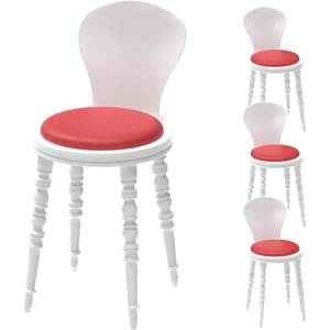 Chaises de salle à manger modernes vintage blanches en PP avec coussins noirs pour l'esthétique de la maison, de la cuisine et du bureau - Product Image 3