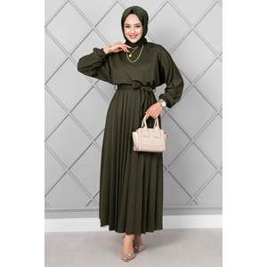 Begonia Vestido Hijab Plisado Caqui - Product Image 1