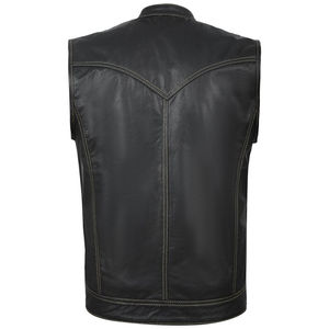 Gilet en cuir véritable de vache respirant de style club décontracté pour hommes, grande taille, gilet de motard, conception personnalisée OEM - Product Image 4