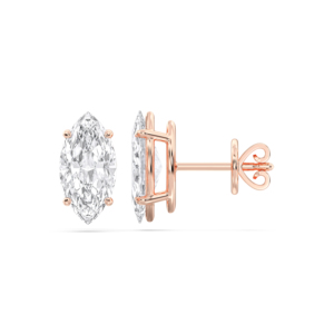 6.00 CT F/VS Marquise Cut Lab Grown Diamond Four Prong Set Boucles d'oreilles en or massif pour unisexe - Product Image 1