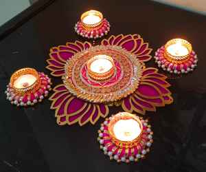 Porte-bougie indien fait à la main Diwali décoration de la maison faveur de mariage bougeoir cadeau de fête Diyas pour faveur de Pooja - Product Image 5