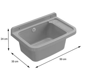 Mongardi อ่างหินแกรนิตติดผนังขนาด W35 x H24ซม. ชุดซ่อมท่อระบายน้ำวัสดุเรซิน PP สำหรับ - Product Image 2