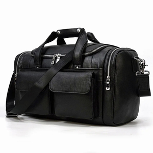 Bolso de lona de cuero de viaje para hombre 2025, portátil de cuero genuino ecológico de alta capacidad con cierre de cremallera reutilizable - Product Image 6