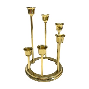 เชิงเทียน6แขนสไตล์วินเทจที่ใส่เชิงเทียนทองเหลืองพิมพ์ลายได้ตามต้องการอุปกรณ์ตกแต่งบนโต๊ะอาหารของขวัญ - Product Image 1