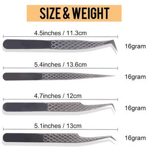 Vente en gros de pince à cils volume 45 90 degrés pointe en fibre pince à épiler de haute qualité pince à épiler d'extension de cils en métal par H/N - Product Image 3