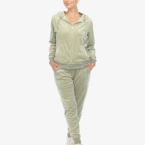 New Long Sleeve Active <b>Jogger</b> Suit Training Sweatsuit <b>Women</b> Fitted Velour Hooded <b>Velvet</b> Tracksuit - Product Image 1