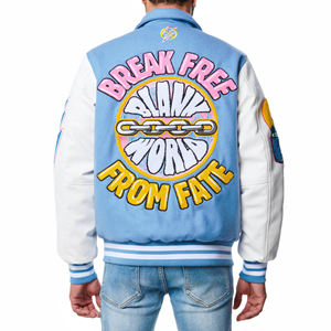 Chaqueta Varsity personalizada de escuela secundaria para hombre, lona fina de manga larga con parche de chenilla, lana y diseño de color - Product Image 3