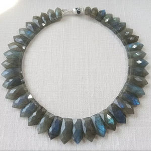 Collar de Cuentas Sueltas de Labradorita Oscura Natural, Facetadas, en Forma de Pera, para Regalo, Fiesta, con 20% de Descuento y Regalo de Año Nuevo - Product Image 3
