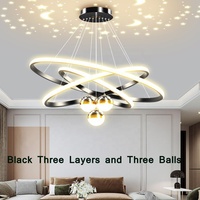Luminaires suspendus LED ronds simples pour salle à manger, chambre à coucher, salon, décoration intérieure, lustre moderne luxueux à projection d'étoiles