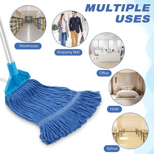 Balai plat pliable auto-essoreur écologique avec panier en plastique et pédale métallique, en fil recyclé industriel de type Kentucky, à boucles coupées - Product Image 3