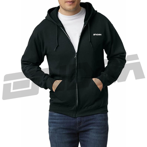 Sweat à capuche noir avec fermeture éclair, style streetwear moderne, tissu doux, coupe décontractée, port quotidien pour hommes et femmes, confort toute saison, premiumx - Product Image 1