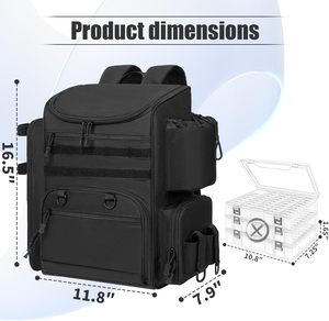 Hot Selling Fishing Backpack with 2 Rod Holders <b>Tackle</b> <b>Box</b>, 41/25L Water-resistant Fishing <b>Tackle</b> Bag Storage Fishing Gear - Product Image 2
