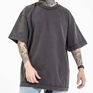 300GSM peso pesado venta al por mayor High Street Wash Plus Size Solid Drop Shoulder camiseta - Product Image 1