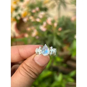 Natural Rainbow Moonstone Ring 925 Sterling Silver Handmade Gemstone Ring for Women Wholesale Jewelry Supplier - Product Image 1