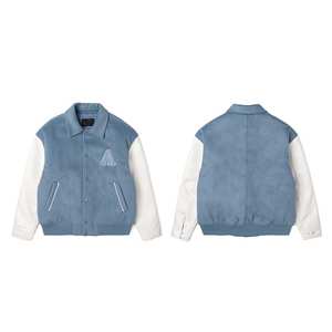 เสื้อแจ็กเก็ตแกะมีฮู้ดผ้าวูลสองสีงานปักลายด้วยผ้ากำมะหยี่ขนแกะสไตล์ใหม่ - Product Image 1