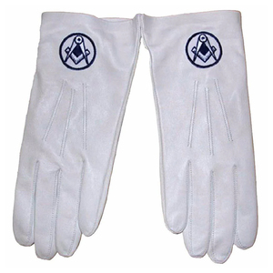 Master Mason Blue Lodge Guantes-All White Cotton Square & Compass Mason Blue Lodge Guantes Logotipo personalizado Precio barato para la venta - Product Image 2