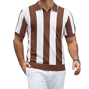 Camisas de Golf informales de alta calidad para hombre, algodón transpirable con cuello en V para Polo, camiseta, diseño bordado, suave, antiarrugas, sólido - Product Image 5