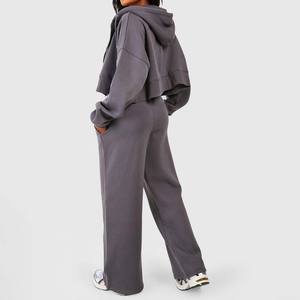 Survêtement d'hiver vintage imprimé délavé à l'acide, respirant, 2-en-1, épais, zippé, pour femme, 100 % coton - Product Image 2