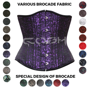 Purple Floral Brocade Underbust Steel Boned <b>Corset</b> <b>for</b> <b>Women</b> | Premium Waist Cincher <b>Corset</b> by Cosh International - Product Image 3