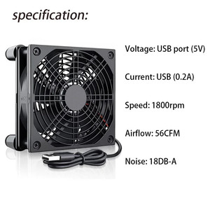 Ventilateur de refroidissement silencieux à haut débit d'air, alimenté par USB 5V, 120 mm, pour ordinateur, routeur, CPU et boîtier d'ordinateur - Product Image 4