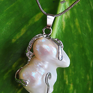 Pendentifs en perles d'eau douce, bijoux en coquillages, forme baroque naturelle avec motif blanc, perles en vrac - Product Image 3