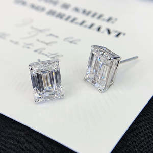 3.00tcw Lab Grown D-E-F Color Diamond <b>Stud</b> <b>Earring</b> VVS-VS Clarity Dazzling <b>Emerald</b> Look - Product Image 5