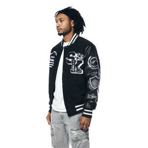 Dernière veste universitaire élégante en noir et laine pour hommes fermeture à boutons poches intérieures veste bombardier Letterman College Baseball - Product Image 6