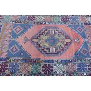 Alfombra Turca Vintage de 3.37x5.7 pies, Alfombra Decorativa, Alfombra de Lana Azul - Product Image 4